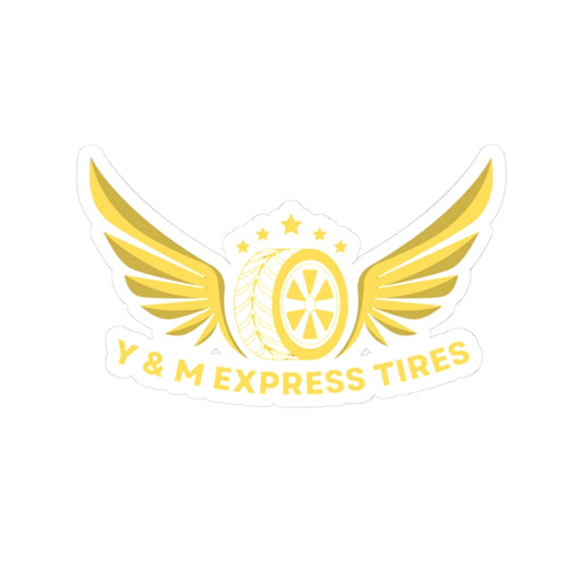 Custom Kiss-Cut Stickers - Y&M Express Tires Wing Design for Car Enthusiasts